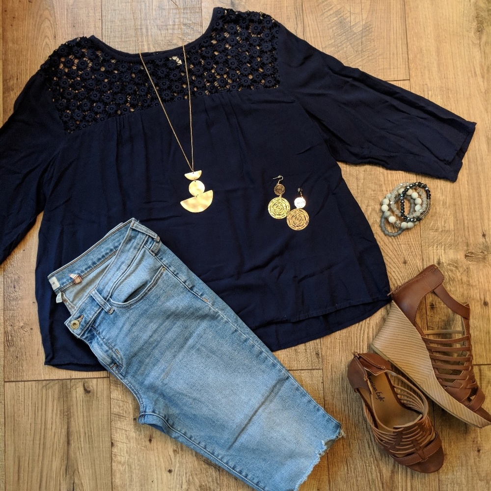 Old Navy XL Blouse with Crochet Top